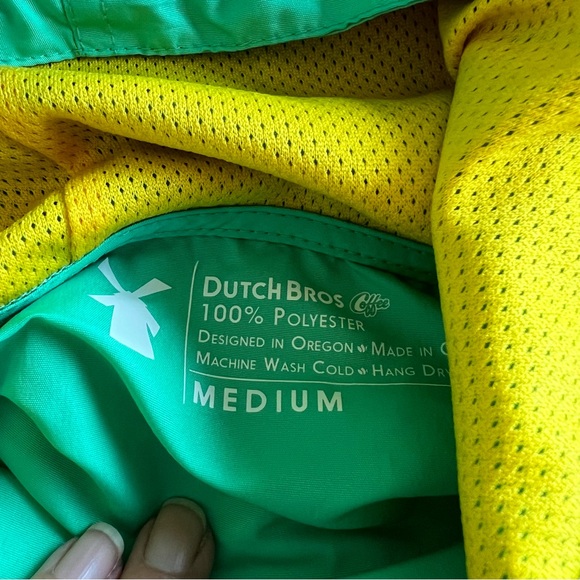 Dutch Bros Coffee Windbreaker Pullover Jacket Medium Green/Yellow - Picture 5 of 8